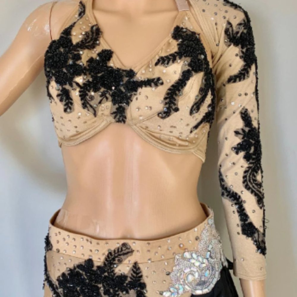Black and Gold Custom Dance Costume